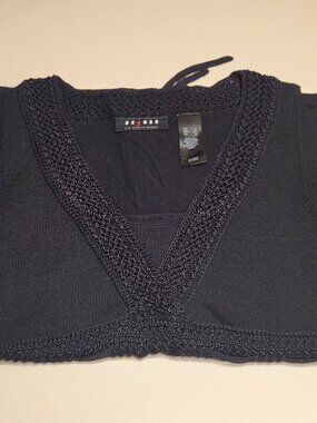 Axcess Black Knit and Crochet Trim Top